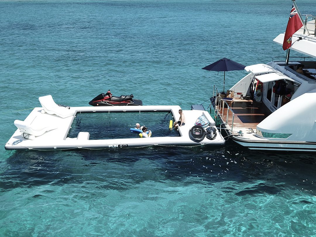 Motor Yacht Carte Blanche, Sea Pool and Superyacht Wave Loungers