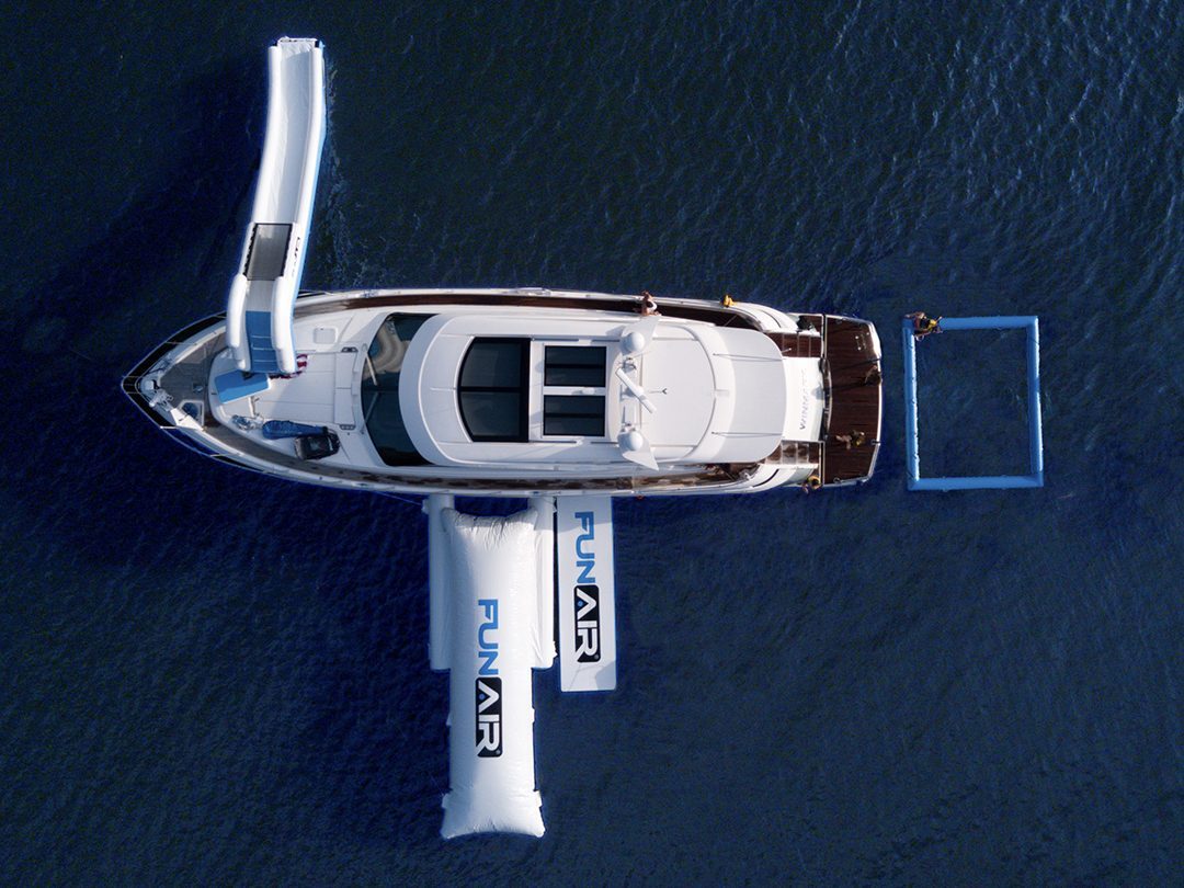 Lagoon Pool, BigAir Blob, Water Mat and Yacht Slide on superyacht