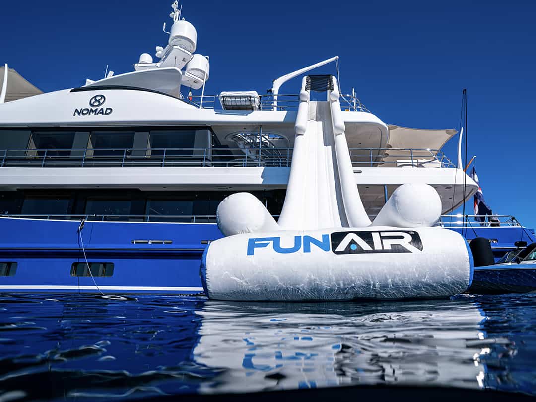 Yacht Slide MY Nomad close up from water