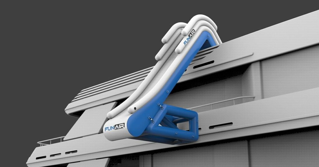 FunAir Flume inflatable Yacht Slide for charter superyachts