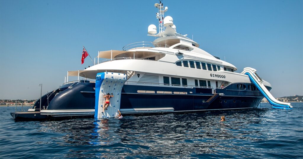 QuickShip Yacht Slide and Climbing Wall on charter superyacht Sirocco
