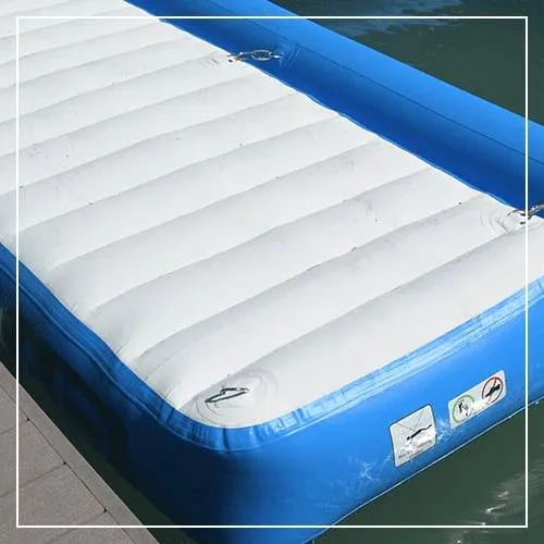 Close-up of white ribbed non-skid textured surface on a FunAir inflatable dock platform