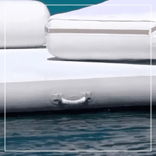 Close-up of grab handles on the exterior wall of a FunAir inflatable sea pool