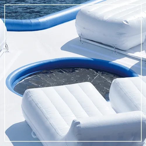 The splash pool in the centre of a FunAir Floating Island