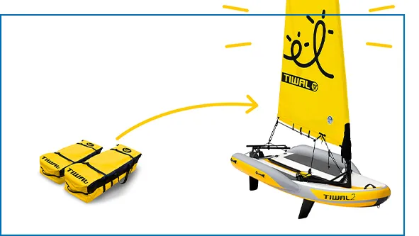 The Tiwal Dinghy fits in two bags