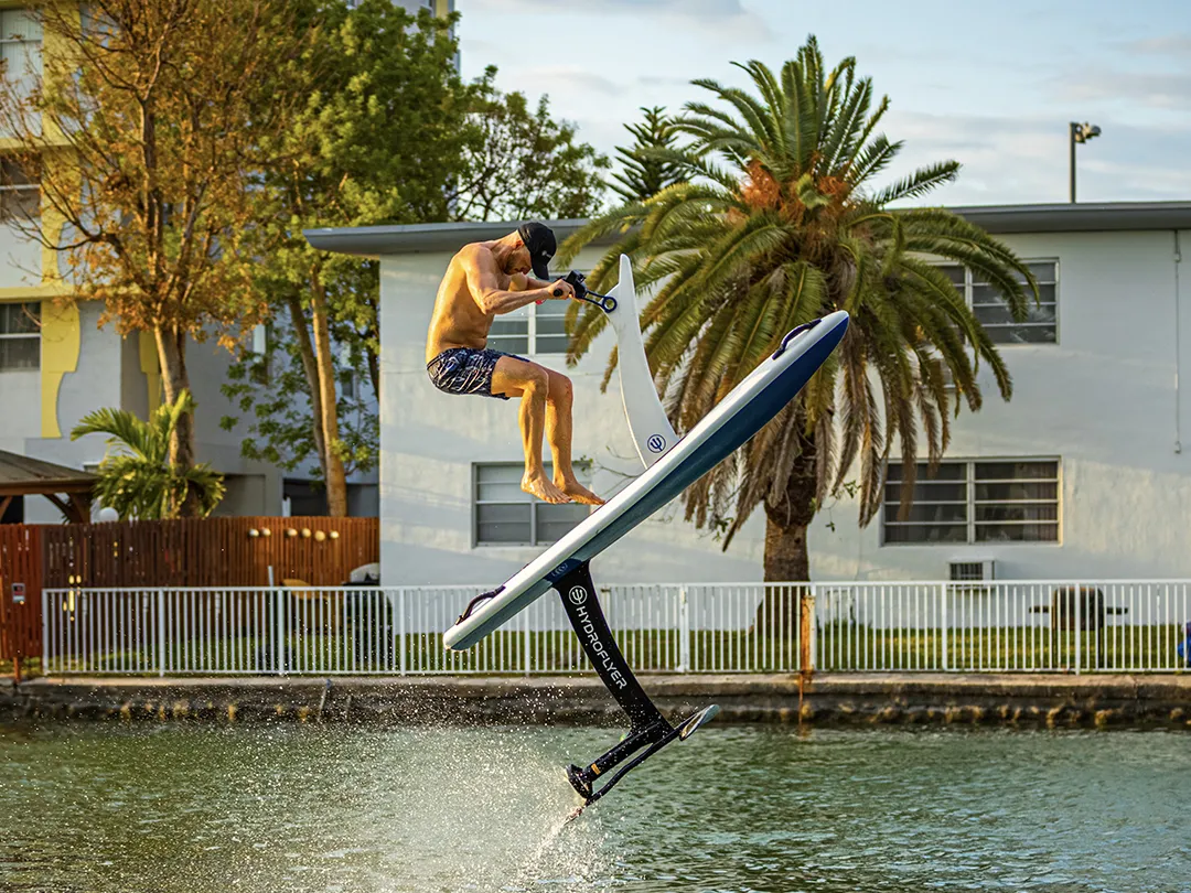 Big air while jumping on a Hydroflyer