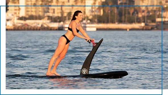A novice charter guest from a superyacht riding a Hydroflyer