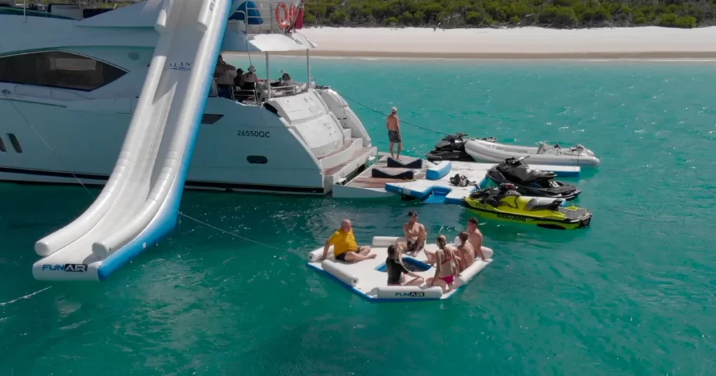 The FunAir Inflatable Splash Island on charter yacht MY Alani