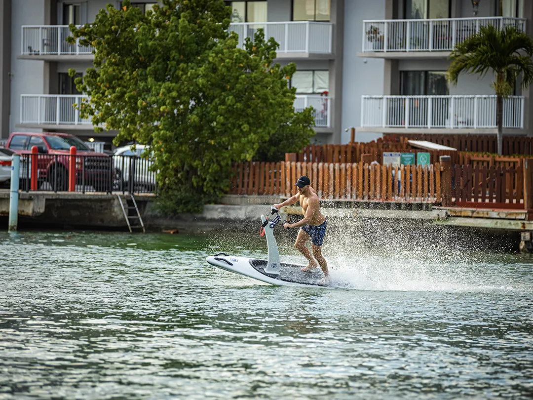 Superyacht charter guest using a Hydroflyer