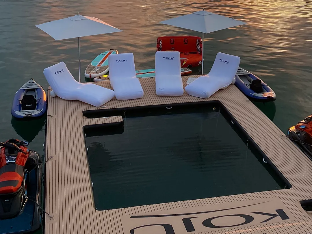 TUUCI Parasols on the Sea Pool on charter superyacht Koju