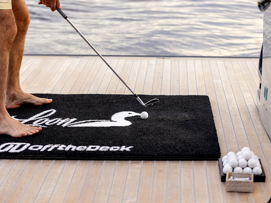 Branded Off the Deck golf mat on MY loon
