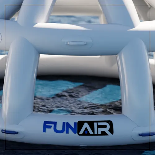 The FunAir Splash Dome features a netted lounging area in the shade