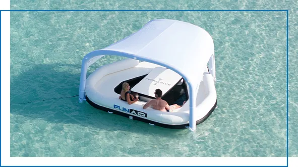 The lightweight removable shade on the FunAir inflatable Shaded Oasis