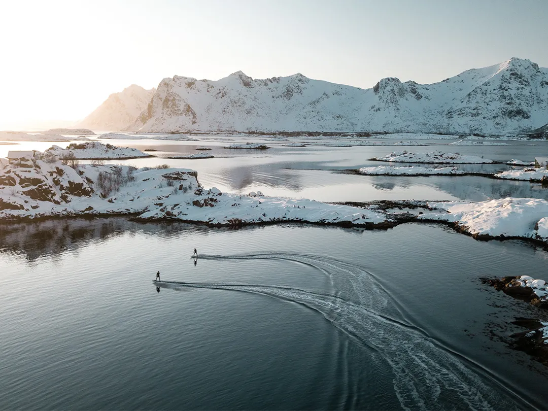 Awake Boards ridden during a superyacht charter to the Arctic