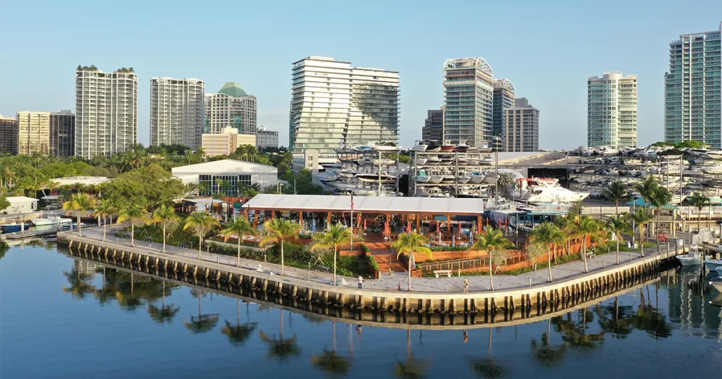 Coconut Grove in Miami, Florida visited by yacht crew during Palm Beach International Boat Show