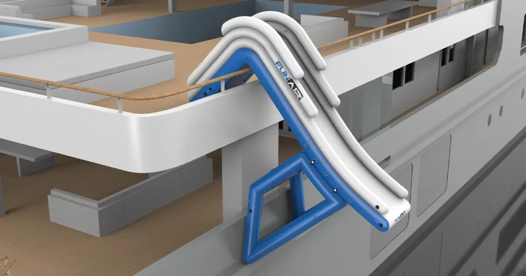 Full colour render of a FunAir Flume Yacht Slide
