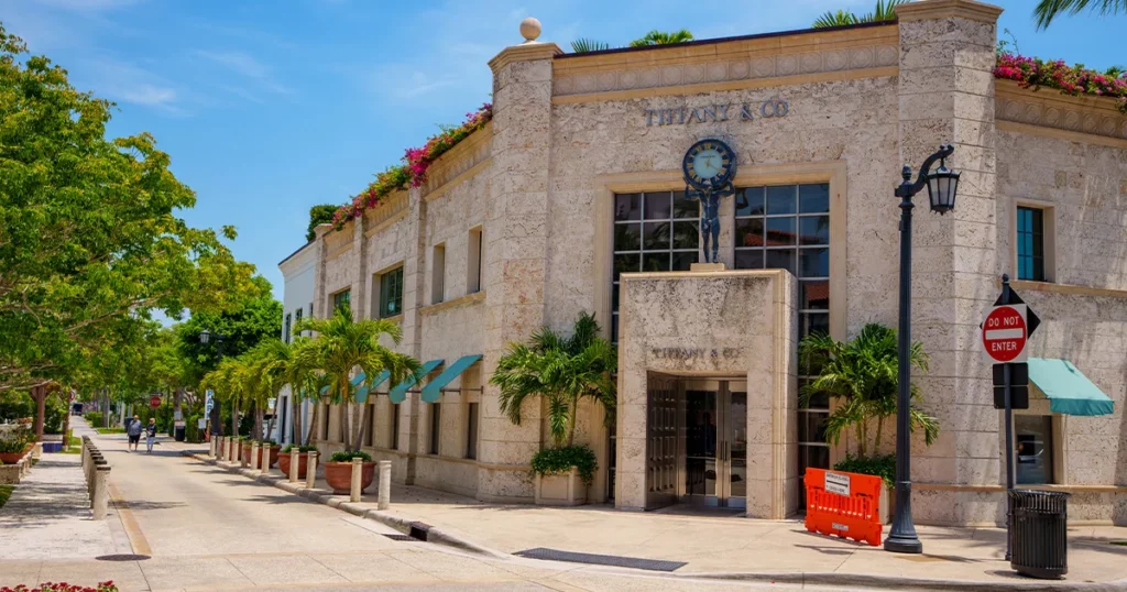 Superyacht crew shopping destination Tiffany and Co on Worth Avenue Palm Beach