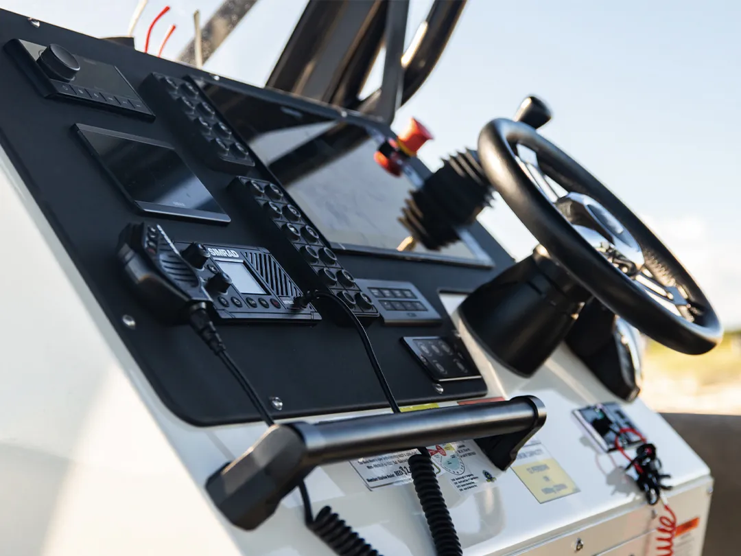 The main console on a Sealegs superyacht tender