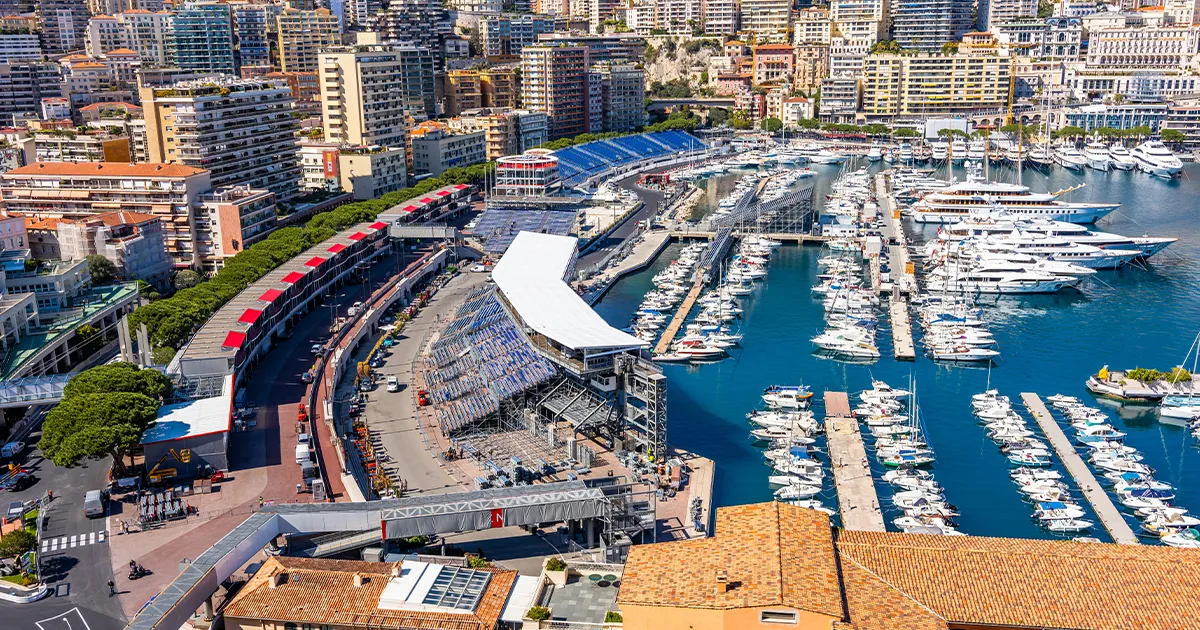Monaco Grand Prix with charter superyachts in the harbour