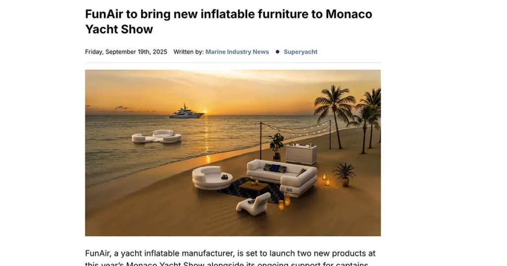Marine Industry News FunAir to bring new products to Monaco Yacht Show 2025