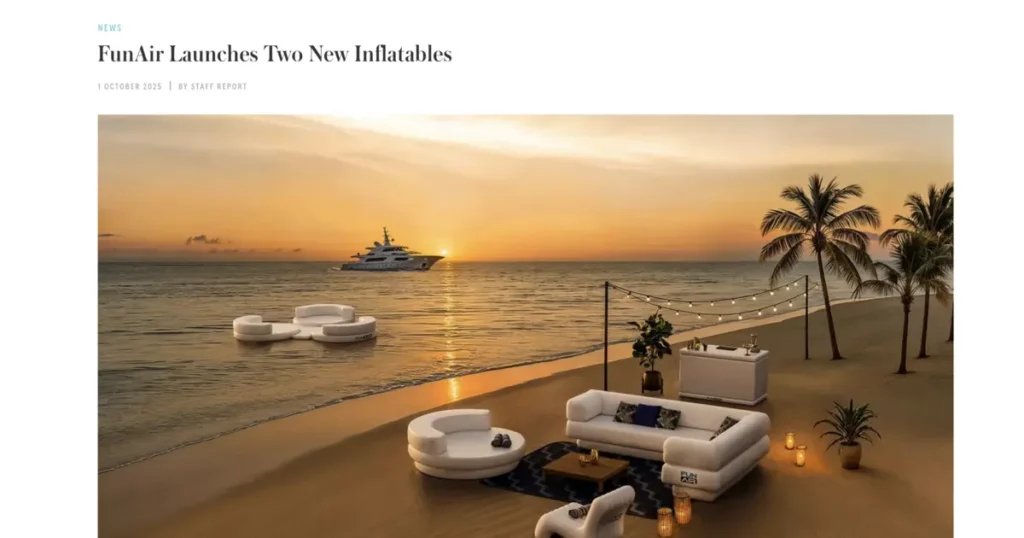 Dockwalk News FunAir Inflatable Corner Sofa at Monaco Yacht Show 2025