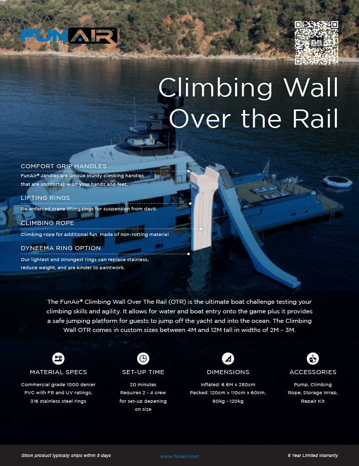 FunAir Climbing Wall Over The Rail Spec Sheet