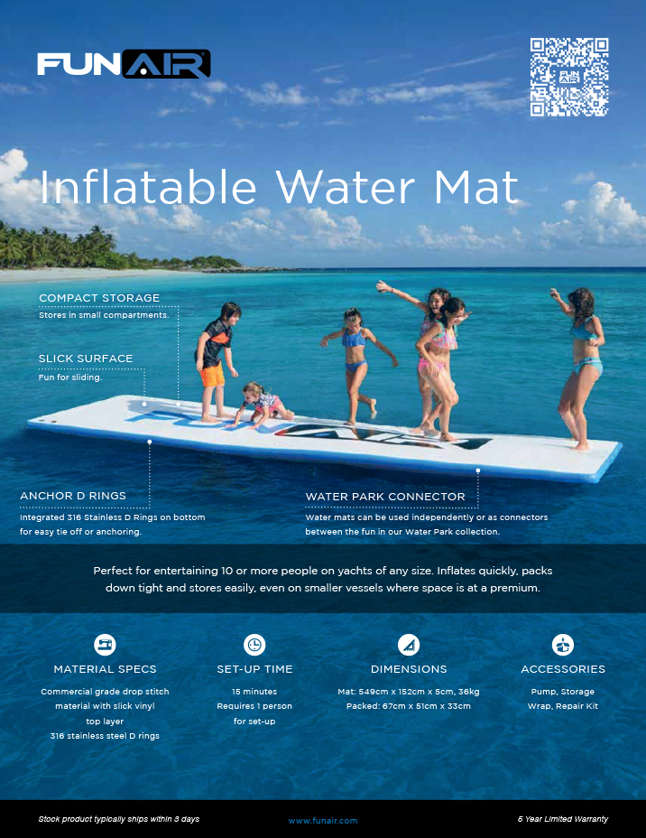FunAir Inflatable Water Mat Spec Sheet