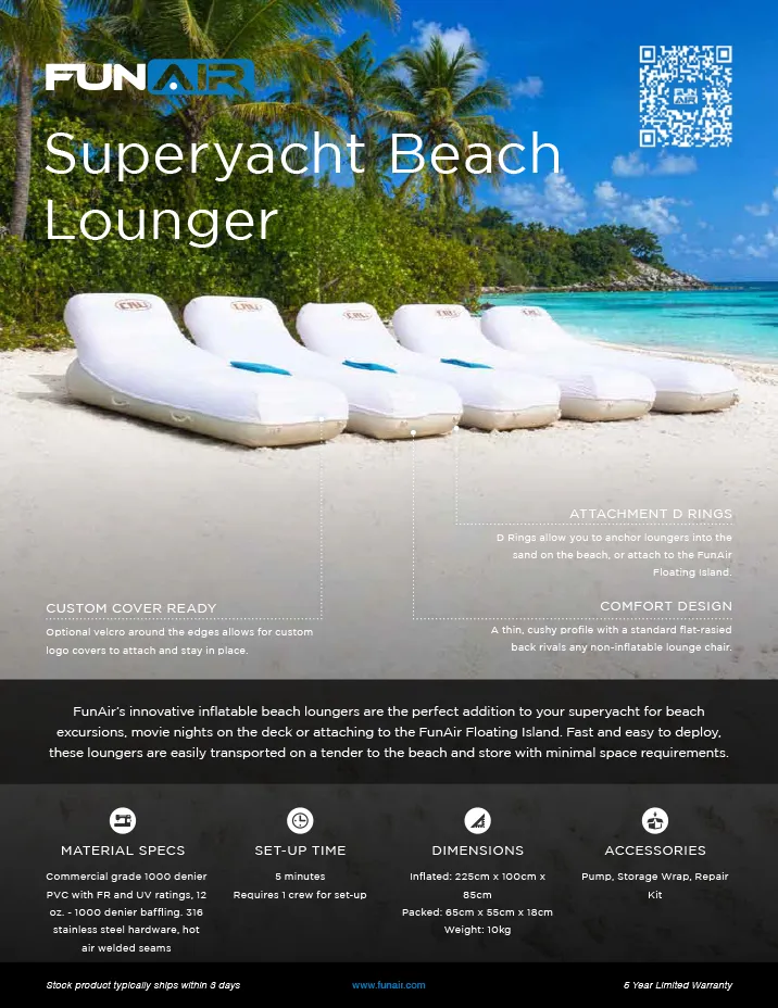 FunAir Beach Lounger Spec Sheet
