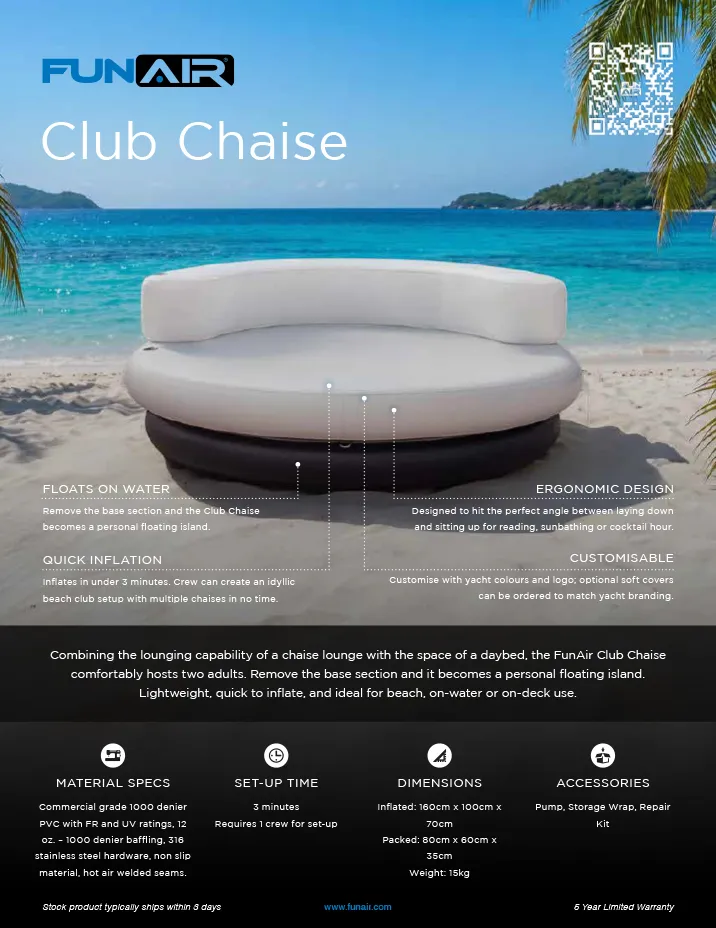 FunAir Club Chaise Spec Sheet