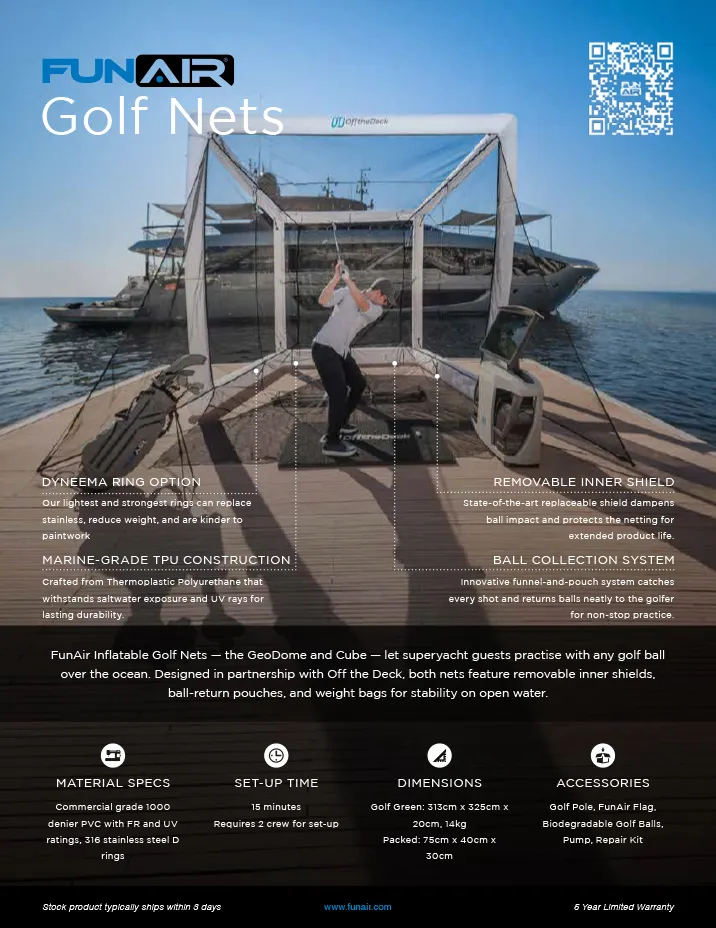 FunAir Golf Nets Spec Sheet